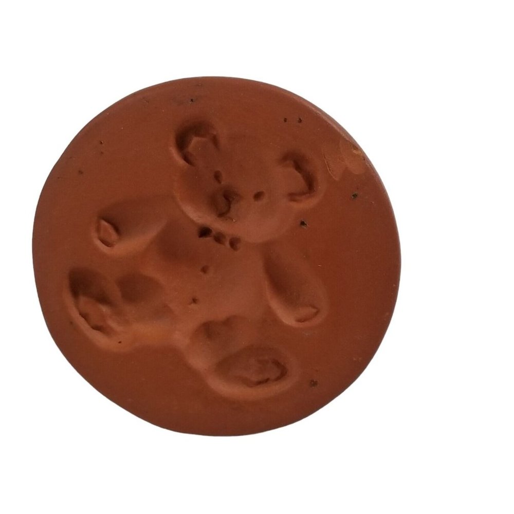 Vintage Cookie Stamp Teddy Bear Press Art Ceramic Brown Baking Accessory READ